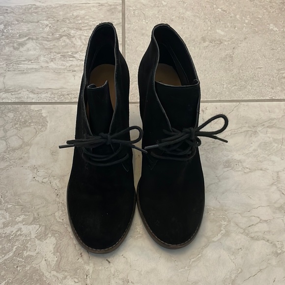 Lucky Brand Black Suede Wedge Booties - Picture 2 of 7
